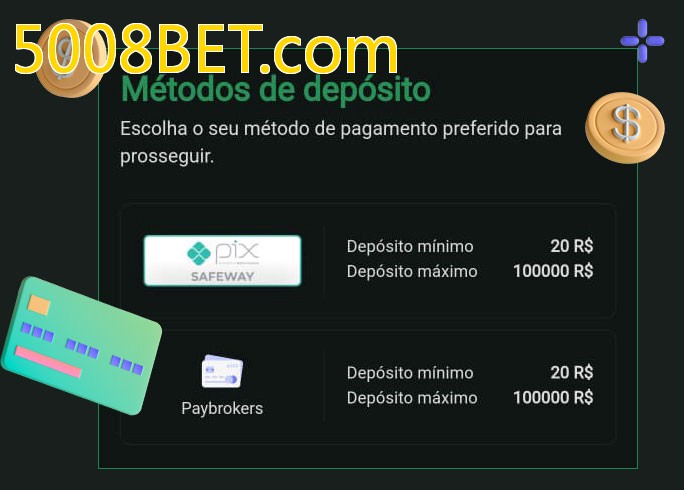 O cassino 5008BET.combet oferece uma grande variedade de métodos de pagamento